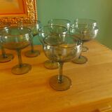 8 coupes en verre soufflé de Biot ( cocktail , coupe à fruits )