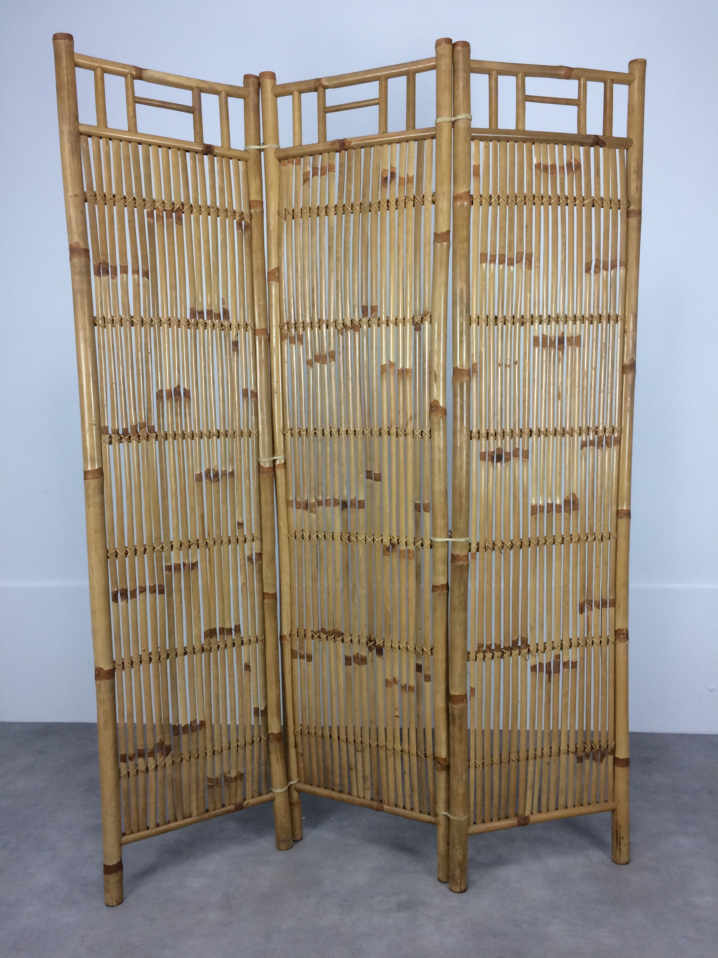 Vintage Bamboo Room Divider 3 Panels