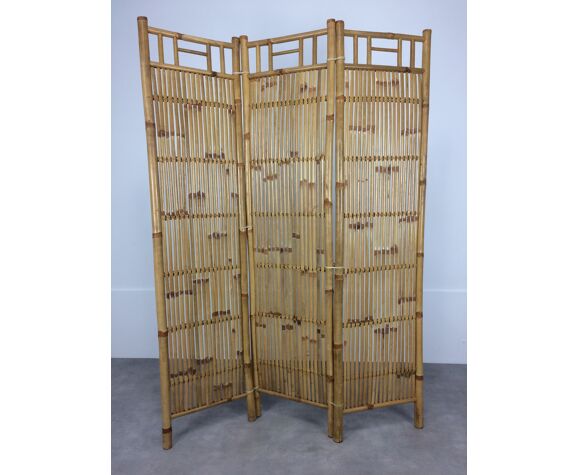 Paravent en bambou vintage 3 panneaux | Selency