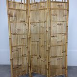 Vintage Bamboo Room Divider 3 Panels