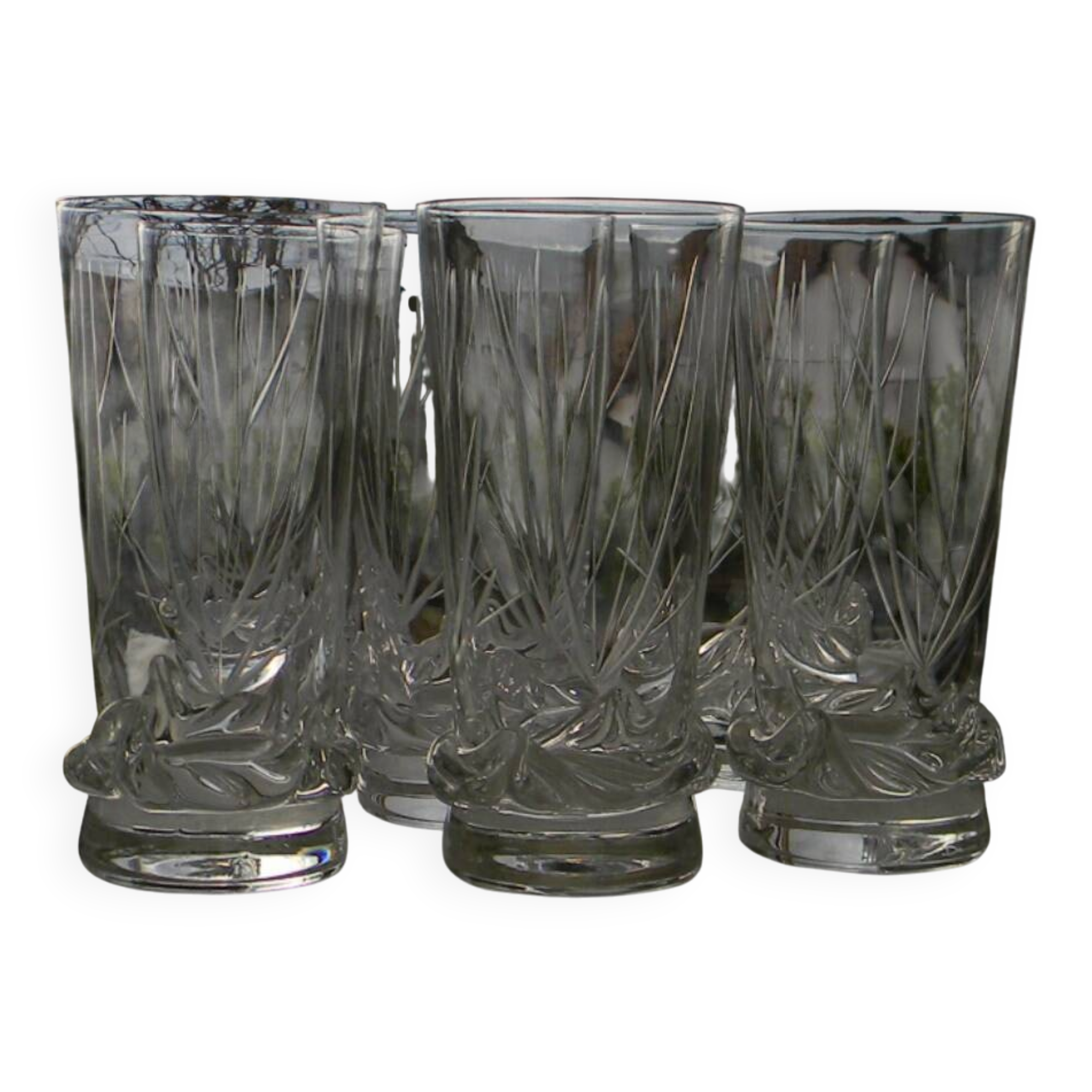 Lot de 6 verres à orangeade en cristal de daum france. modèle sorcy gravé.