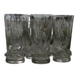 Lot de 6 verres à orangeade en cristal de daum france. modèle sorcy gravé.