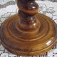 French Vintage Round Wooden Barley Twist Table Lamp With Floral Shade