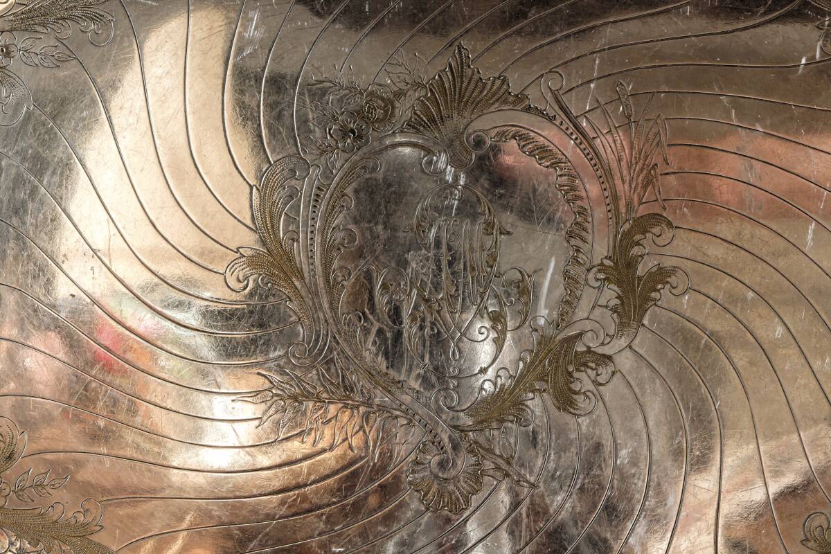 Large silver-plated serving tray, late 19th century.