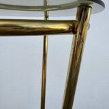 Golden tripod stand with smoked glass from the 1970s.
