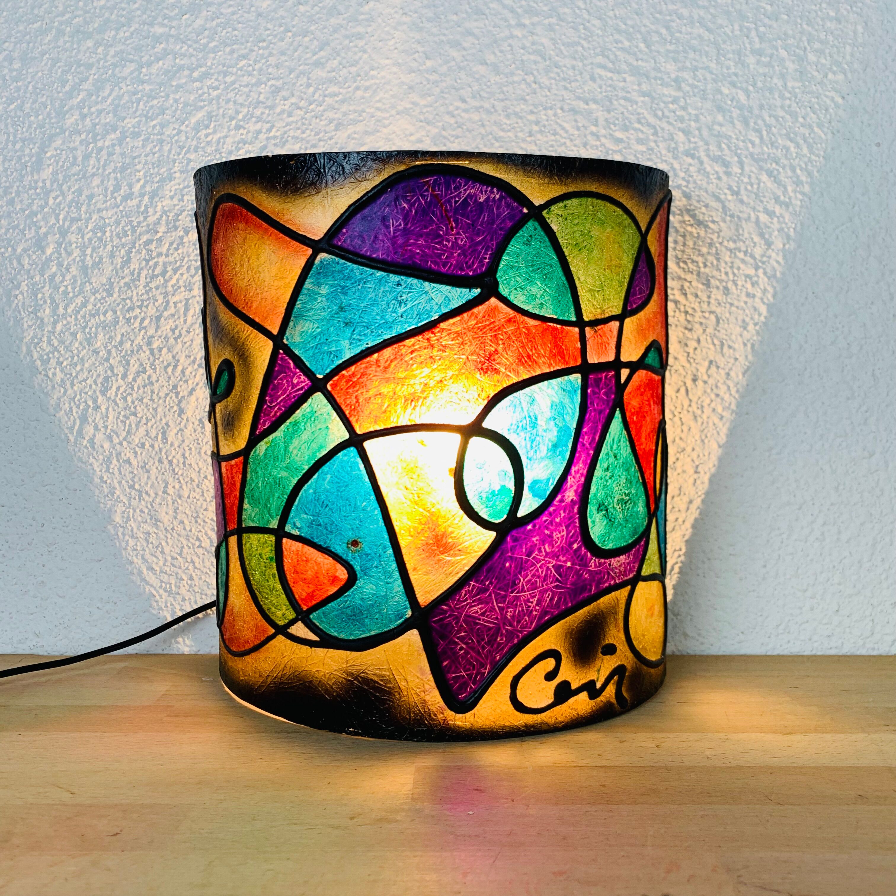70s psychedelic colored fiberglass wall lamp