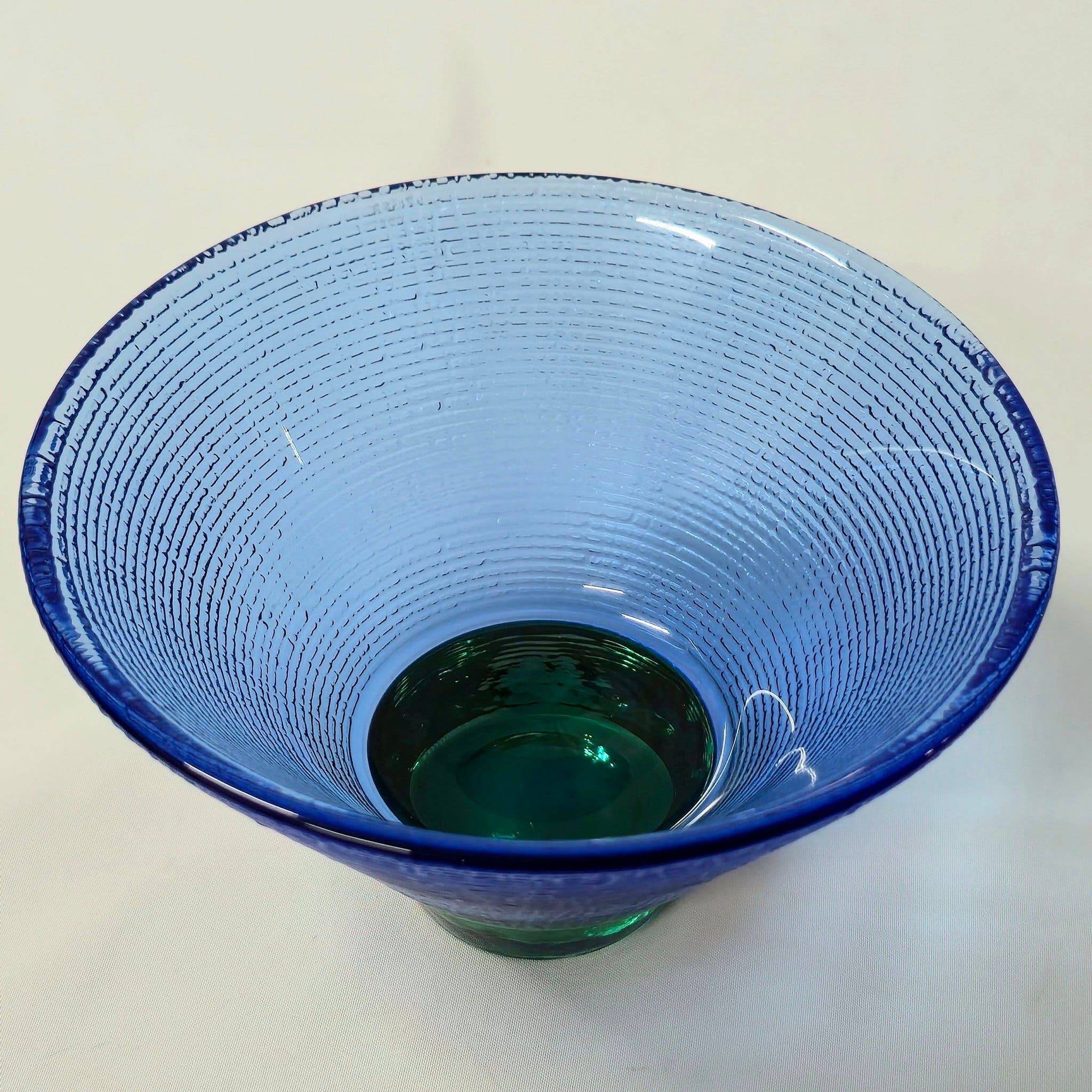 Bol Coupe Verre "Kairo" Lena Hansson - Hadeland Norvège Bleu & Vert 1980