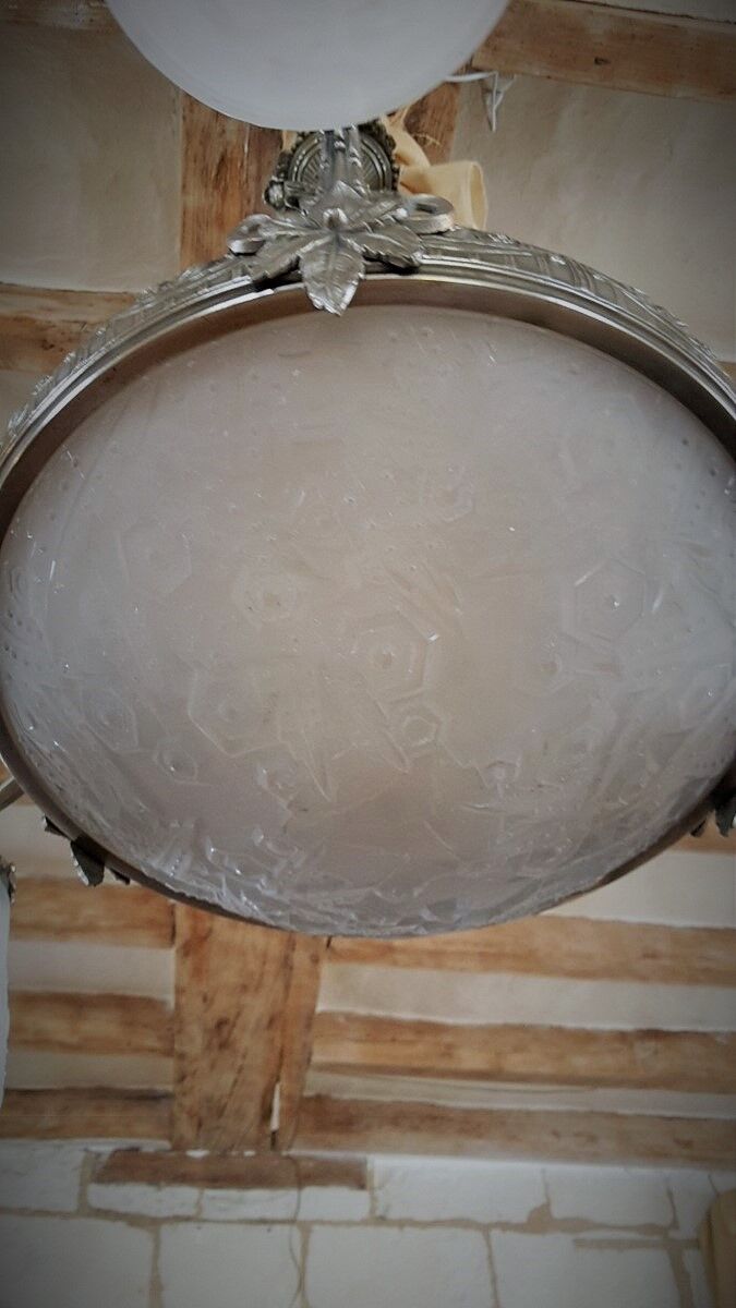 Chandelier Muller brothers Lunéville time Bowl Deco