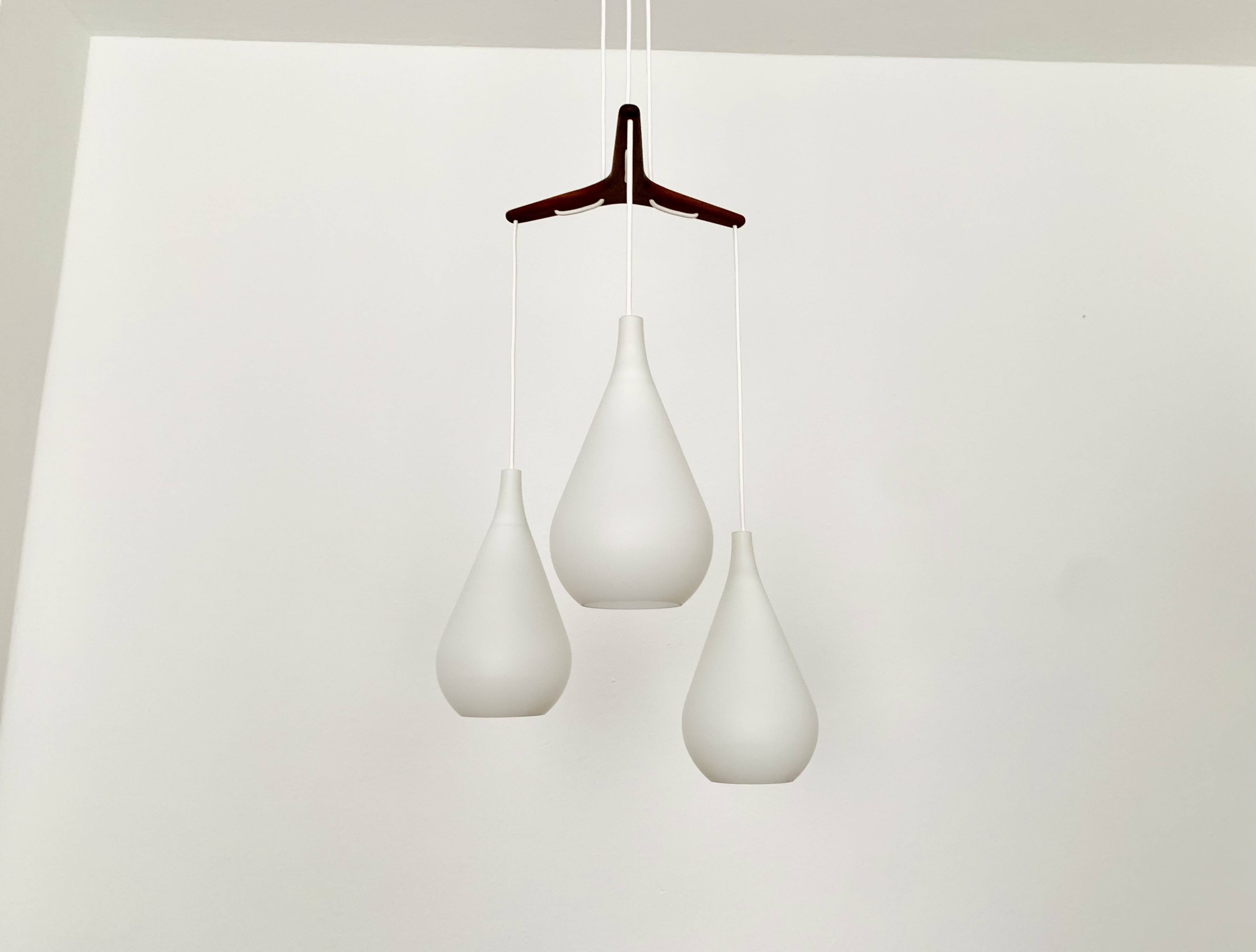 Opaline and Teak Cascading Lamp by Nordisk Solar