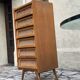 Chiffonnier pieds compas 1950 en bois clair