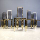 Vintage french brass dining chairs, set of 6 - 1970s
