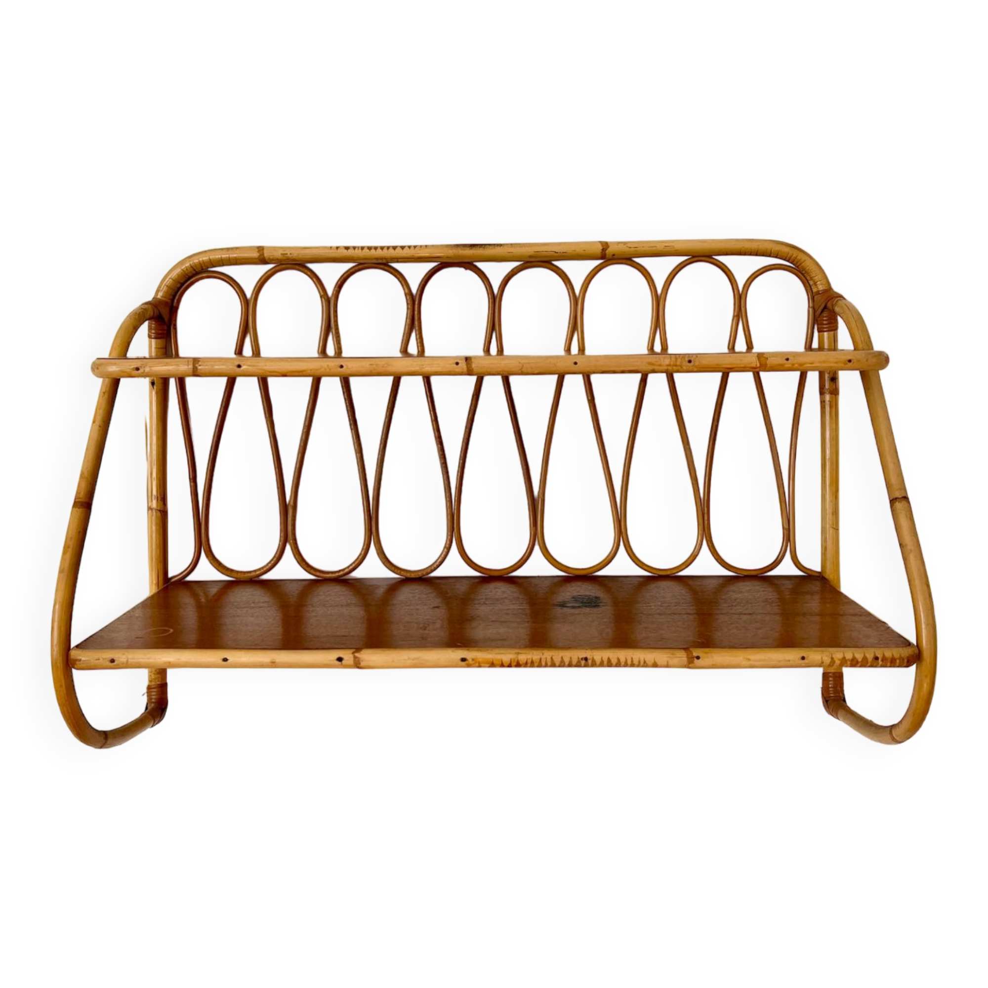 Vintage rattan wall shelf