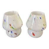 Pair of designer colored glass lamps.