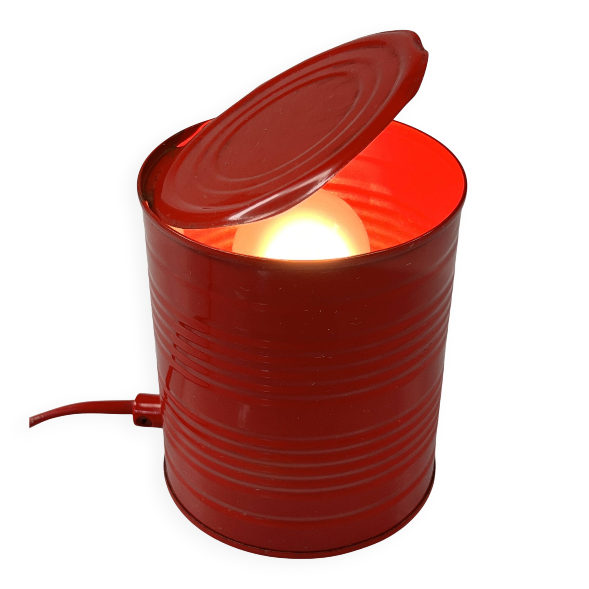 Vintage Red Tin Can Lamp, Ad Van Berlo, Vrieland Design, 1980s