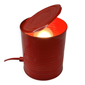 Lampe vintage en boîte de conserve rouge, Ad Van Berlo, design Vrieland, années 1980