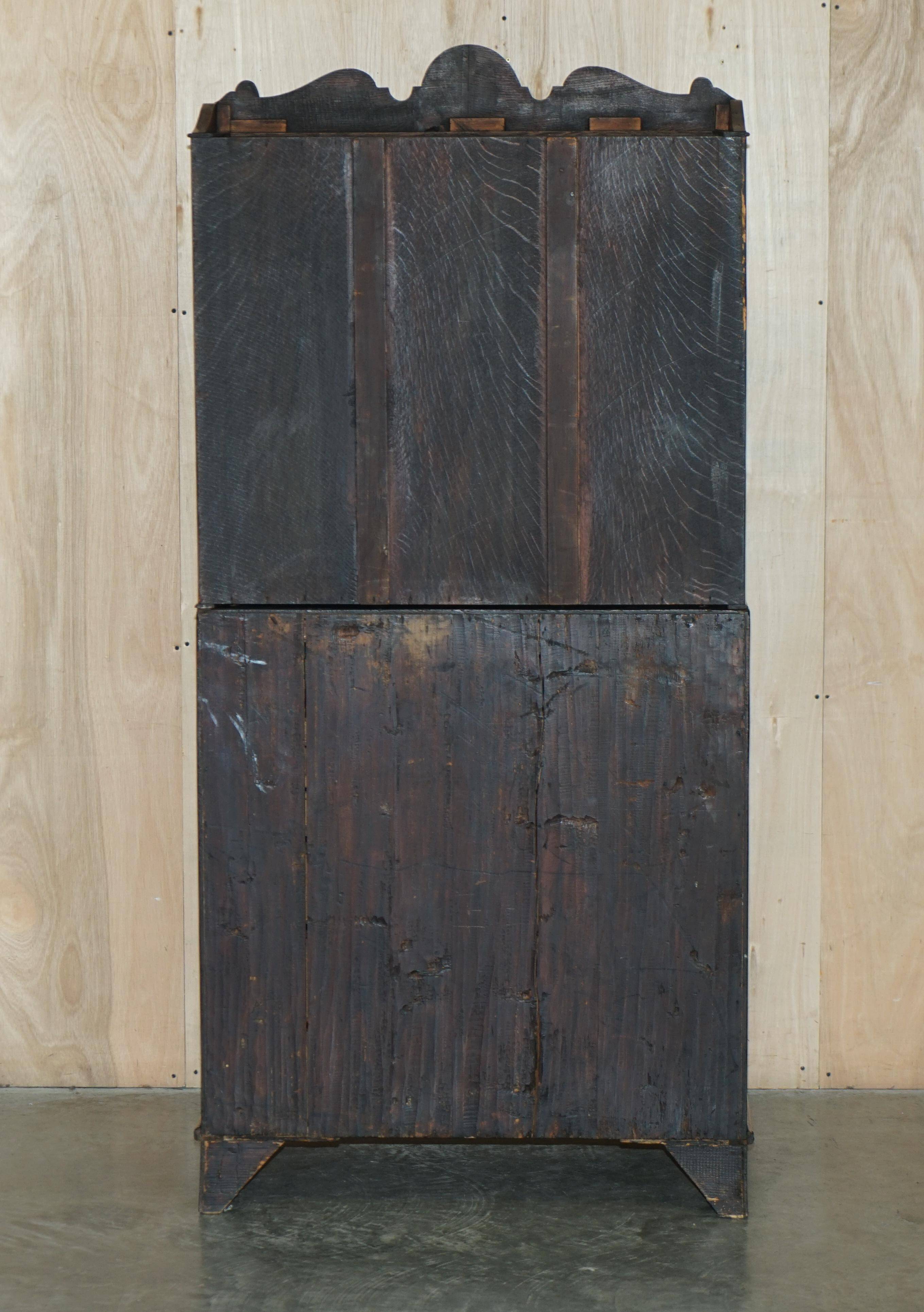 Library Desk in Carved Oak with Brass Handles