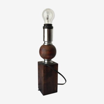 Lampe sur pied bois et chrome