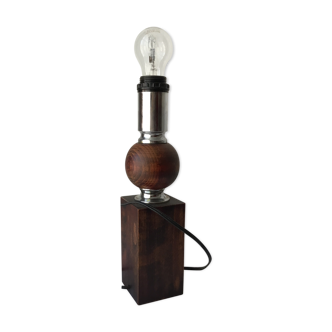Wood and chrome standing lamp