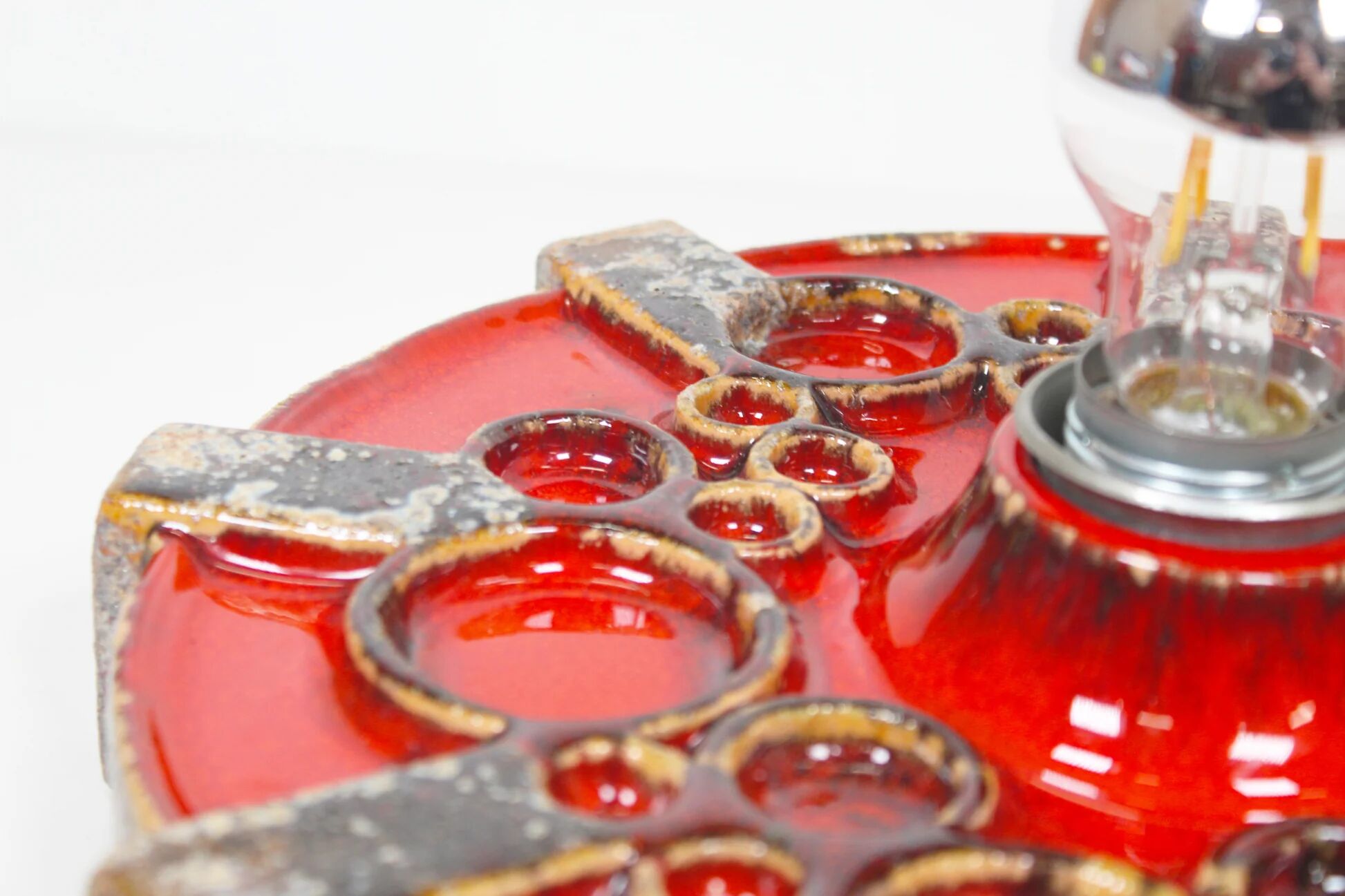 Vintage 1970s ceramic 'Fat Lava' style wall light by Hustadt Leuchten
