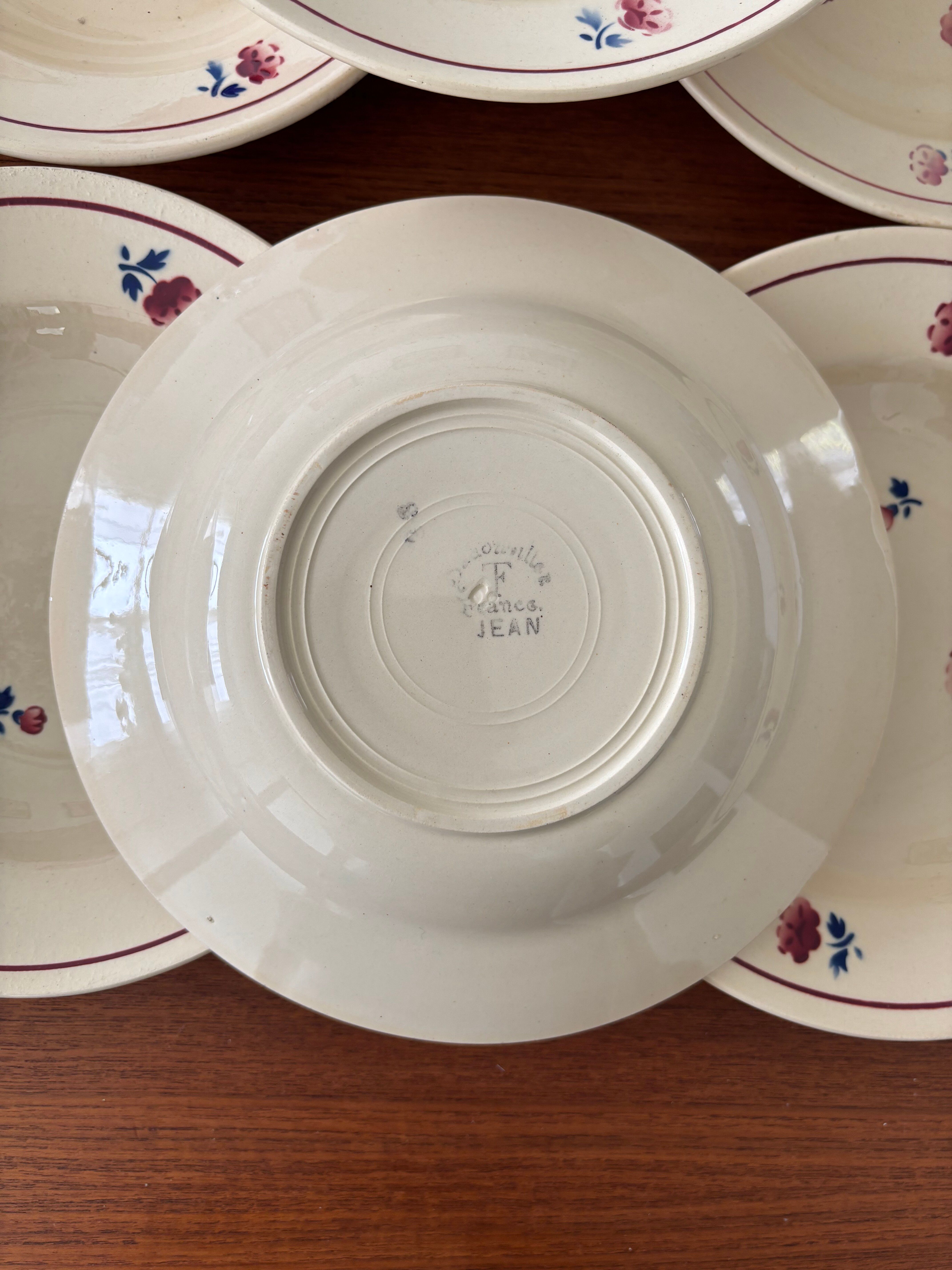 Set of 6 deep plates Badonviller model Jean – Antique crockery
