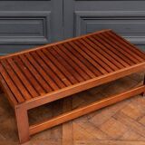 Wooden slatted coffee table 1980 removable top