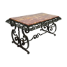 Wrought iron coffee table and marble tray, circa 1940