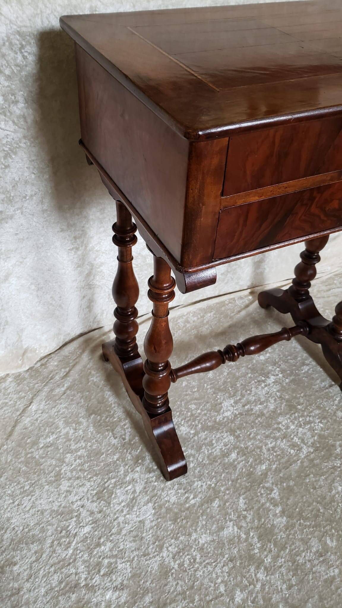 Walnut work table circa 1840.