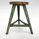 Vintage Industrial Steel & Wood Tripod Stool with Original Patina, 1950's