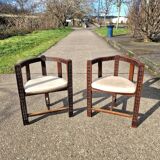 Pair of neo-Basque tripod armchairs