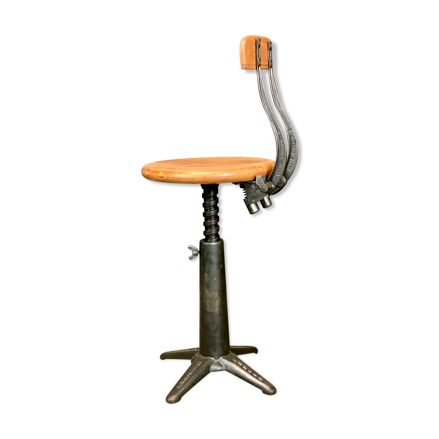 Singer industrial stool with back 1920