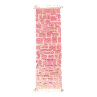Large Pink Berber Rug – Hallway Size 85x300 cm, 100% Wool