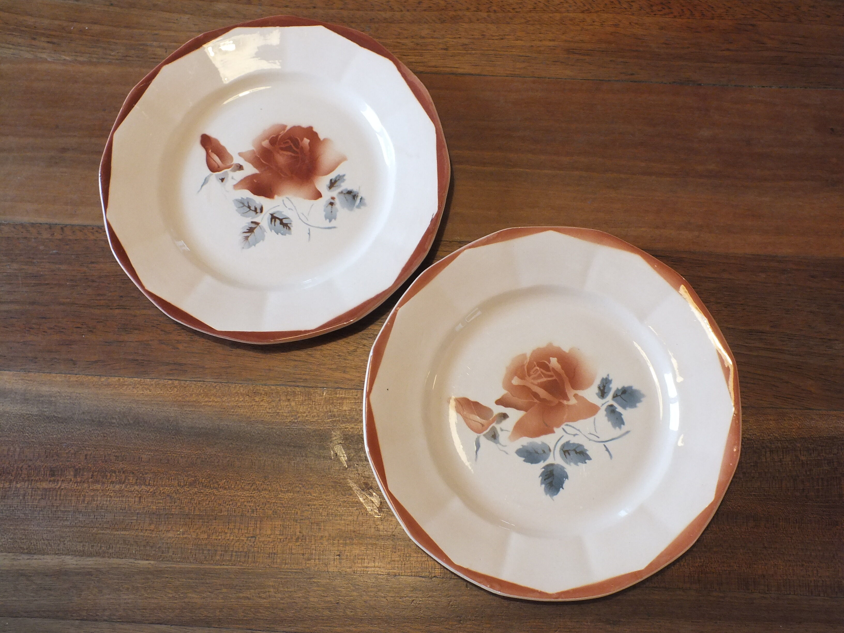 Set of 6 flat plates Sarreguemines Digoin