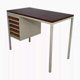 1950s industrial desk in metal and rosewood