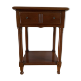 Nightstand, vintage side table with a drawer and a low shelf in solid wood