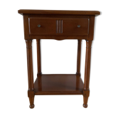Nightstand, vintage side table with a drawer and a low shelf in solid wood