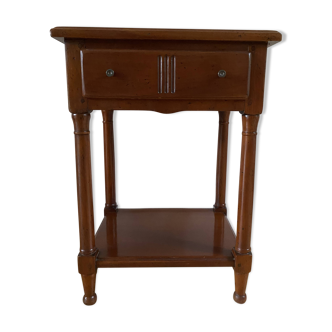 Nightstand, vintage side table with a drawer and a low shelf in solid wood