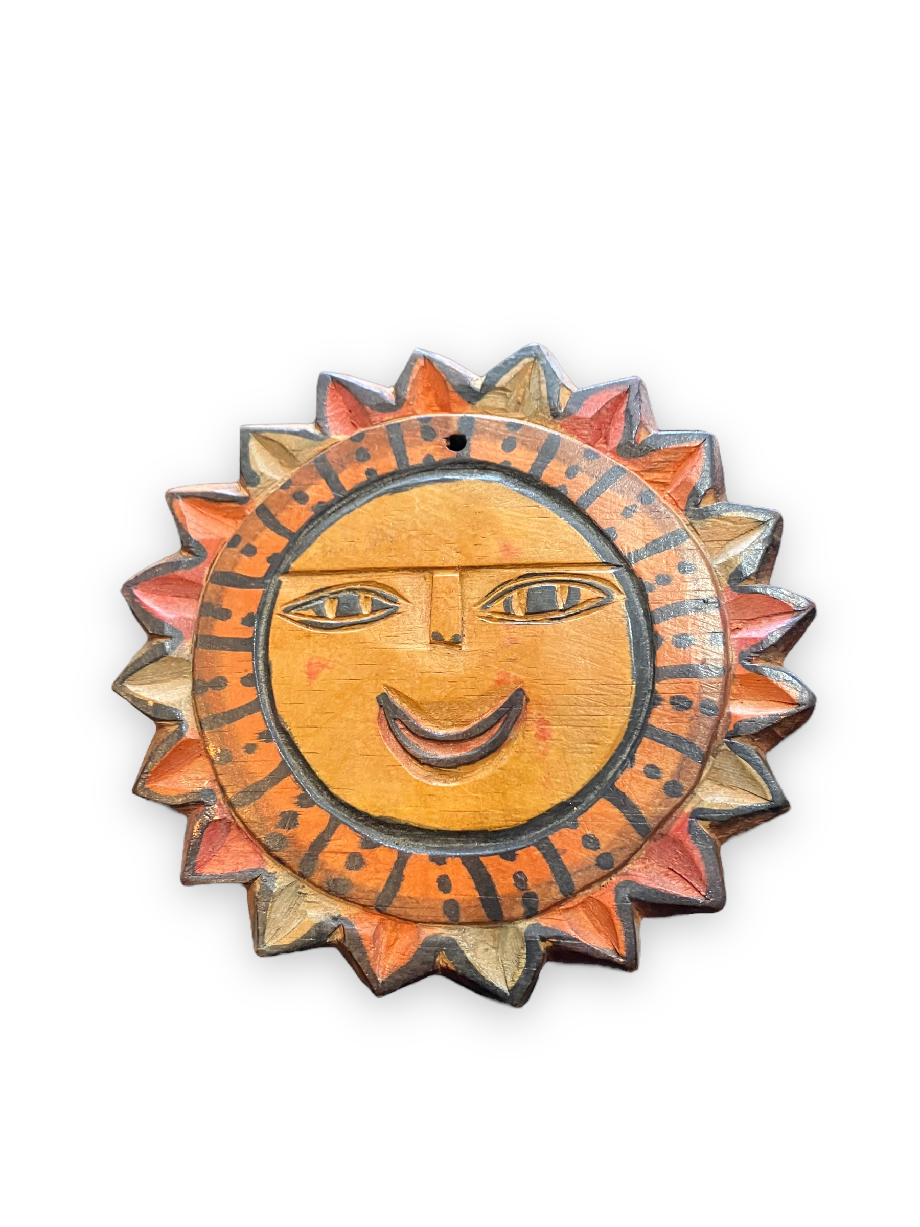 Polychrome wooden wall sun 1960s