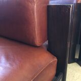 Fauteuil en cuir et palissandre Sergio Asti