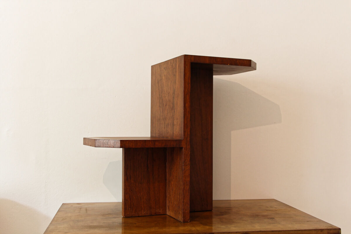 Brutalist sofa end, mahogany veneer