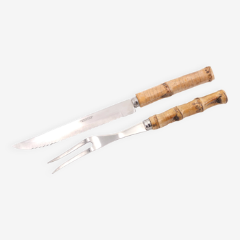 Meat knife and fork, bamboo handle