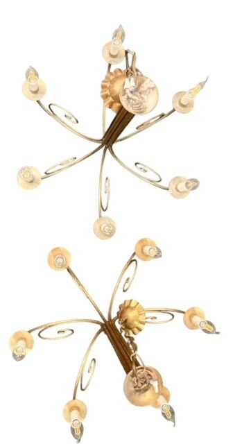 Pair of metal dore pendant lamps