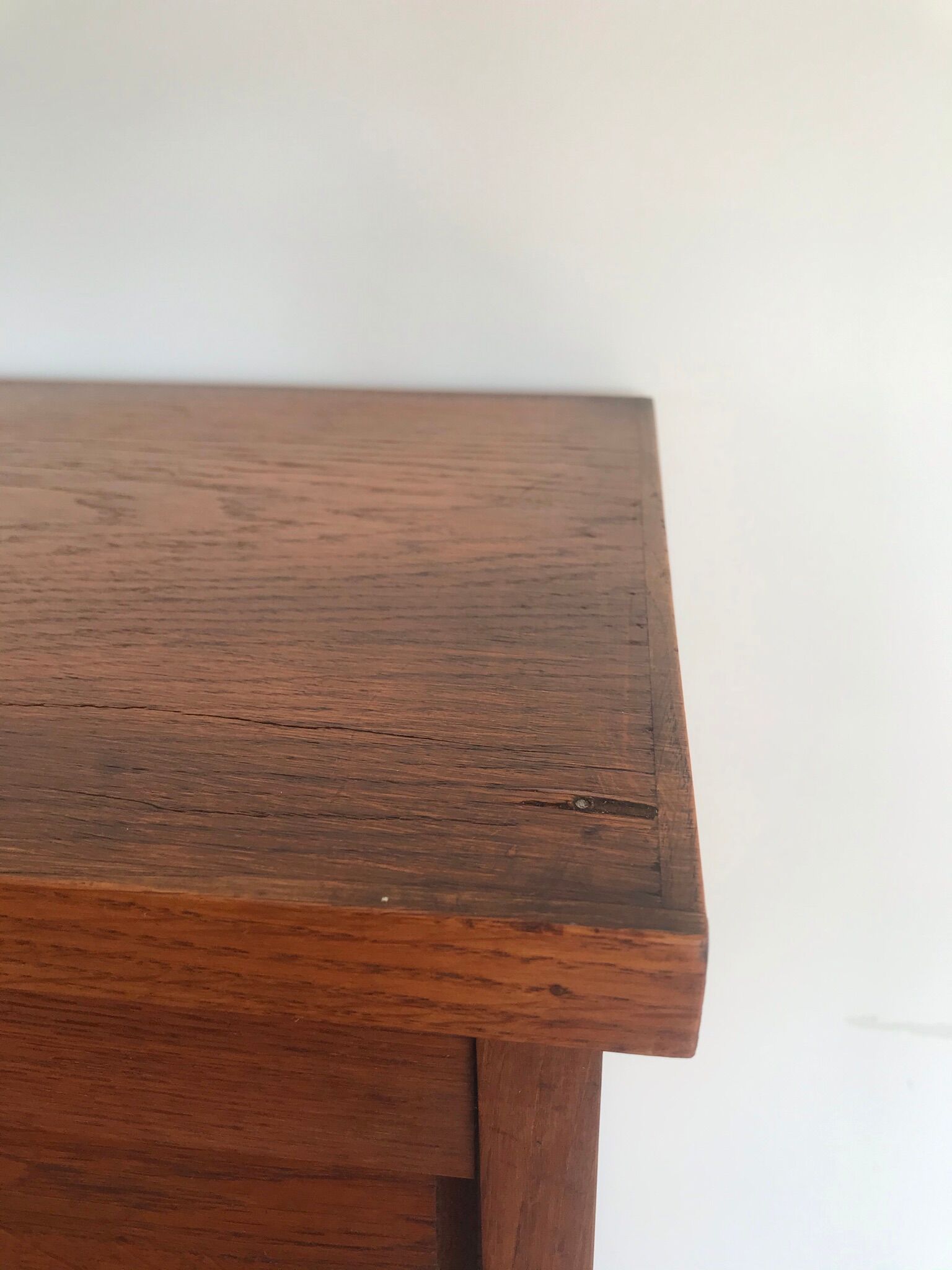 Vintage curtain binder in solid brown oak year 50