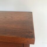 Vintage curtain binder in solid brown oak year 50