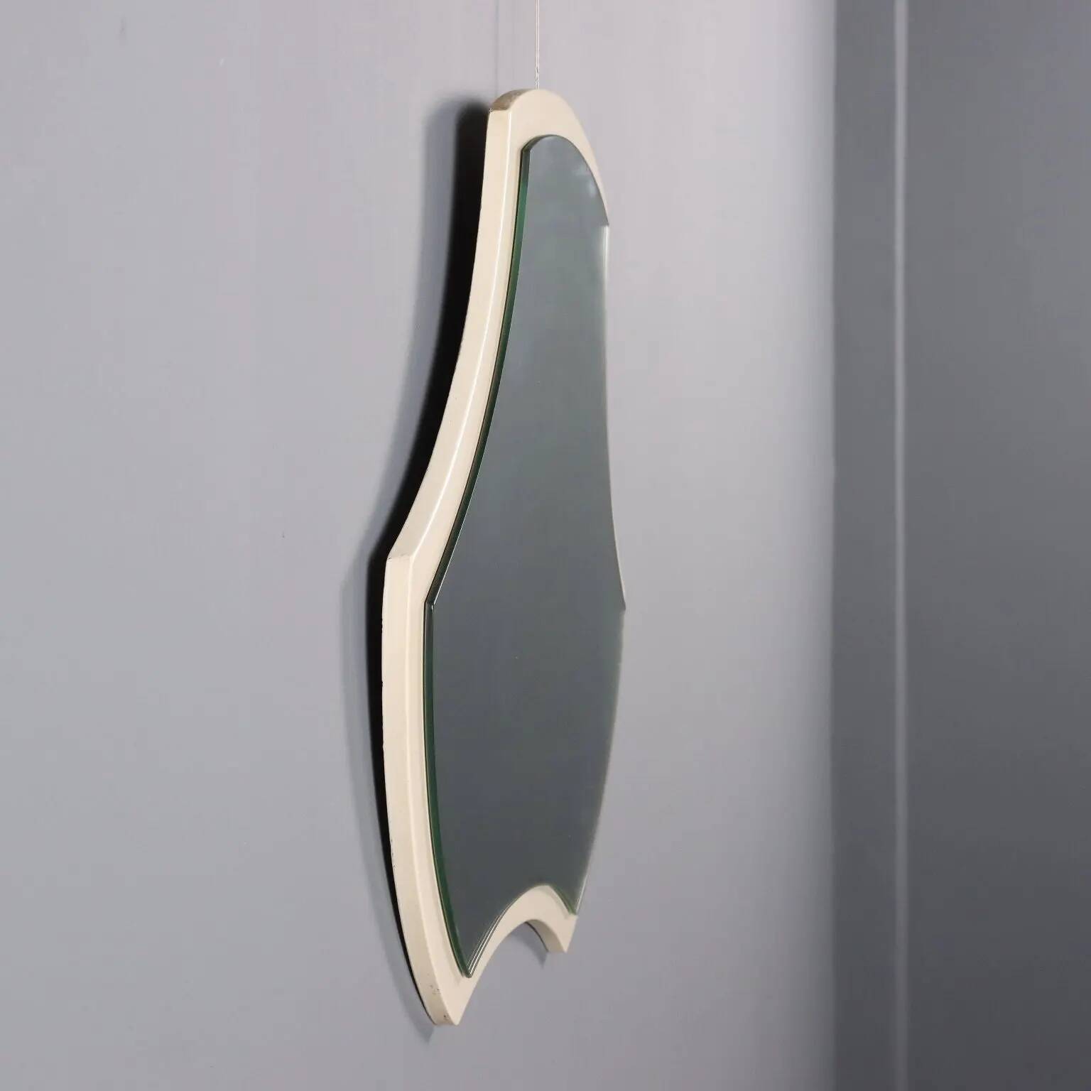 Vintage lacquered wood and mirror glass mirror, design, Italy, 1970s