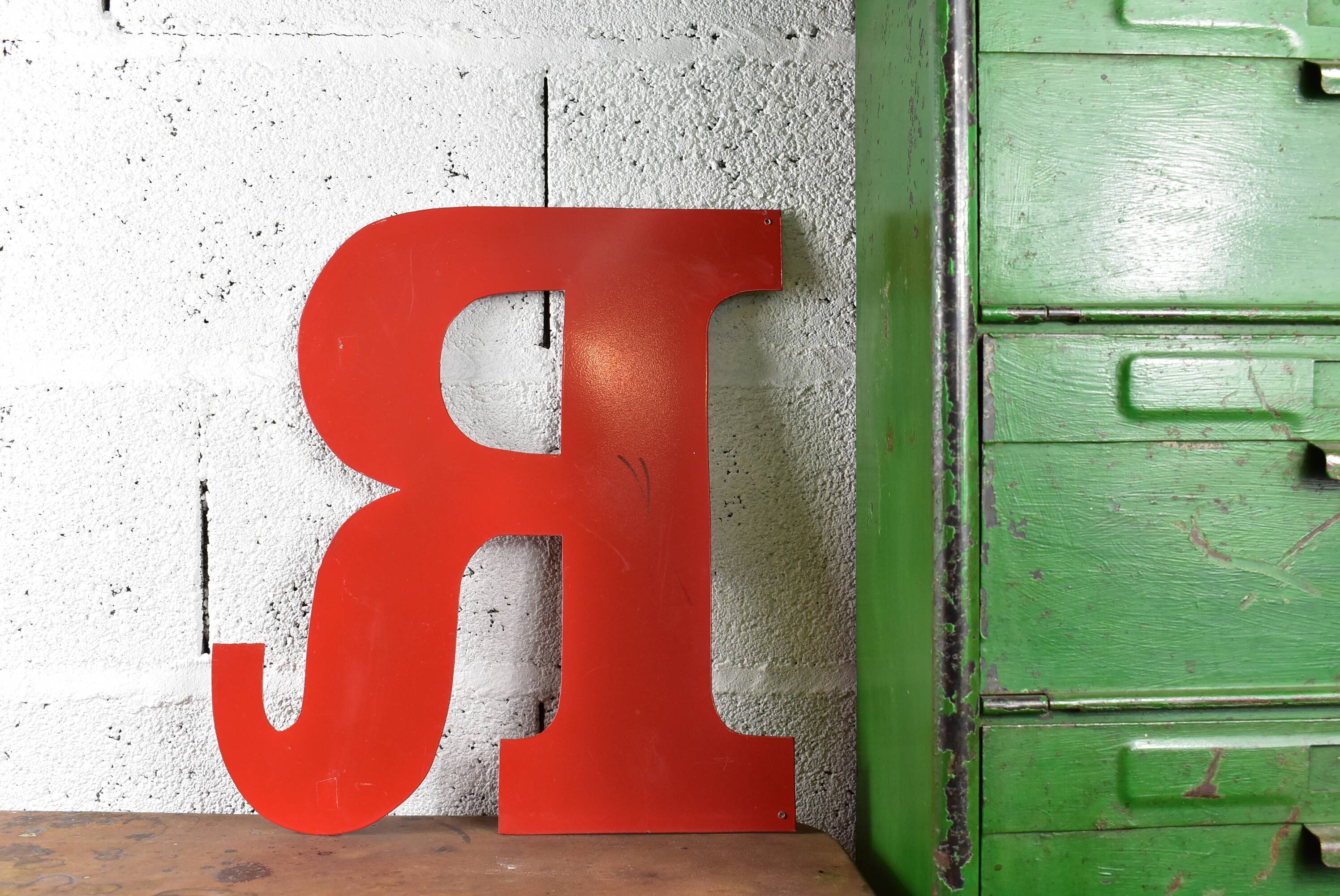 Industrial letter "R" red