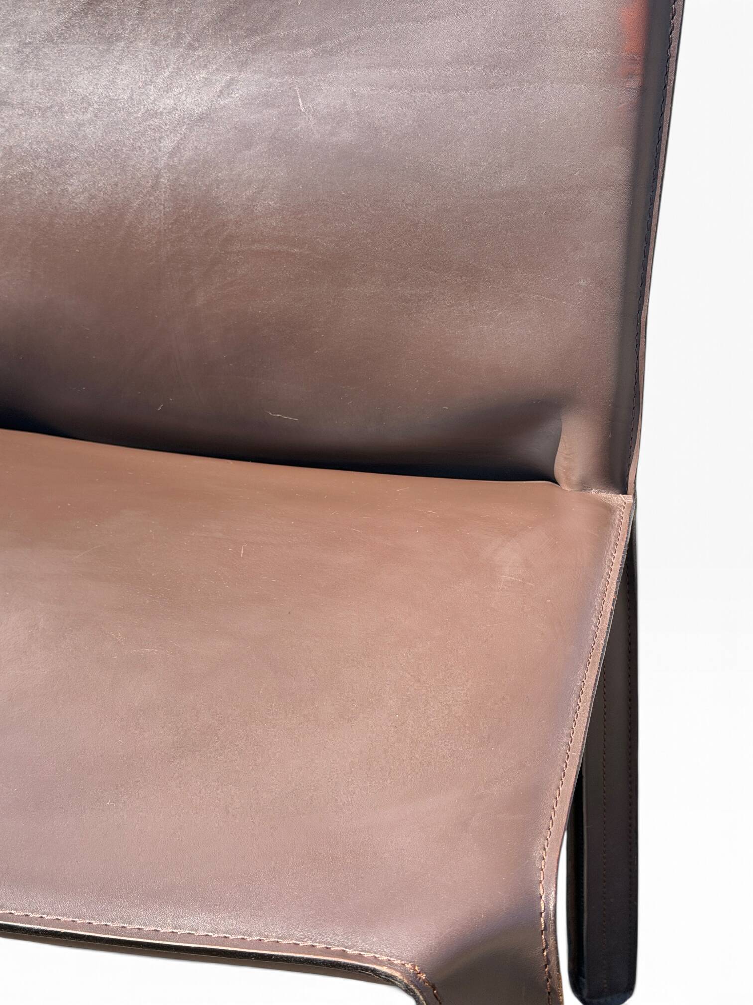 CAB 412 chair by Mario Bellini, Cassina, vintage brown saddle leather.