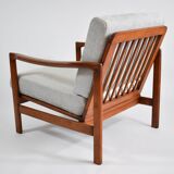 Scandinavian restored armchair Baczyk, 1960s,light grey fabric
