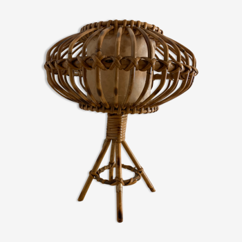 Rattan lamp in the shape of an ellipse Louis Sognot 1950