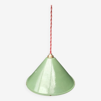 Enameled sheet metal cone pendant light