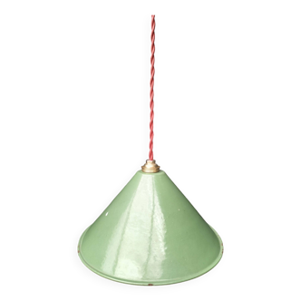 Enameled sheet metal cone pendant light